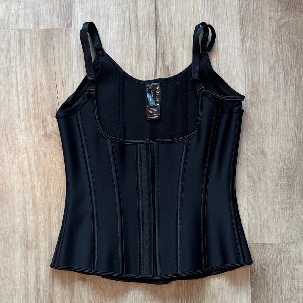 Corset Story Underbust Latex Corset Adjustable Black Size 28 Waist Cincher